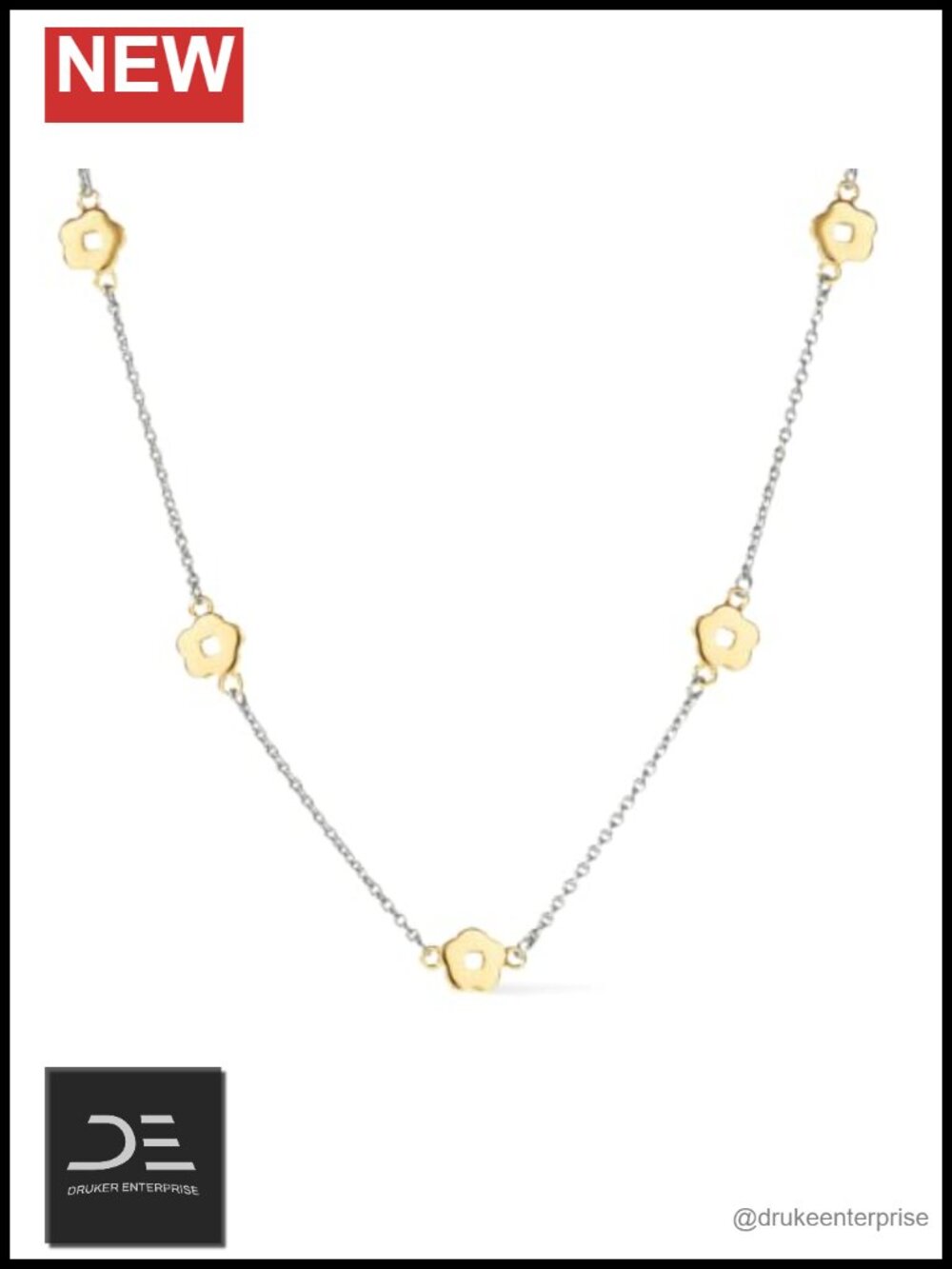 14K Gold Plated Flower Chain Necklace for Women - Delicate Dainty Layering